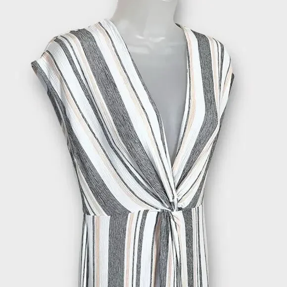LULUS Coastal Grooves White Multi Striped Swim Cover-Up Size Medium Gauze Rayon - Picture 4 of 6